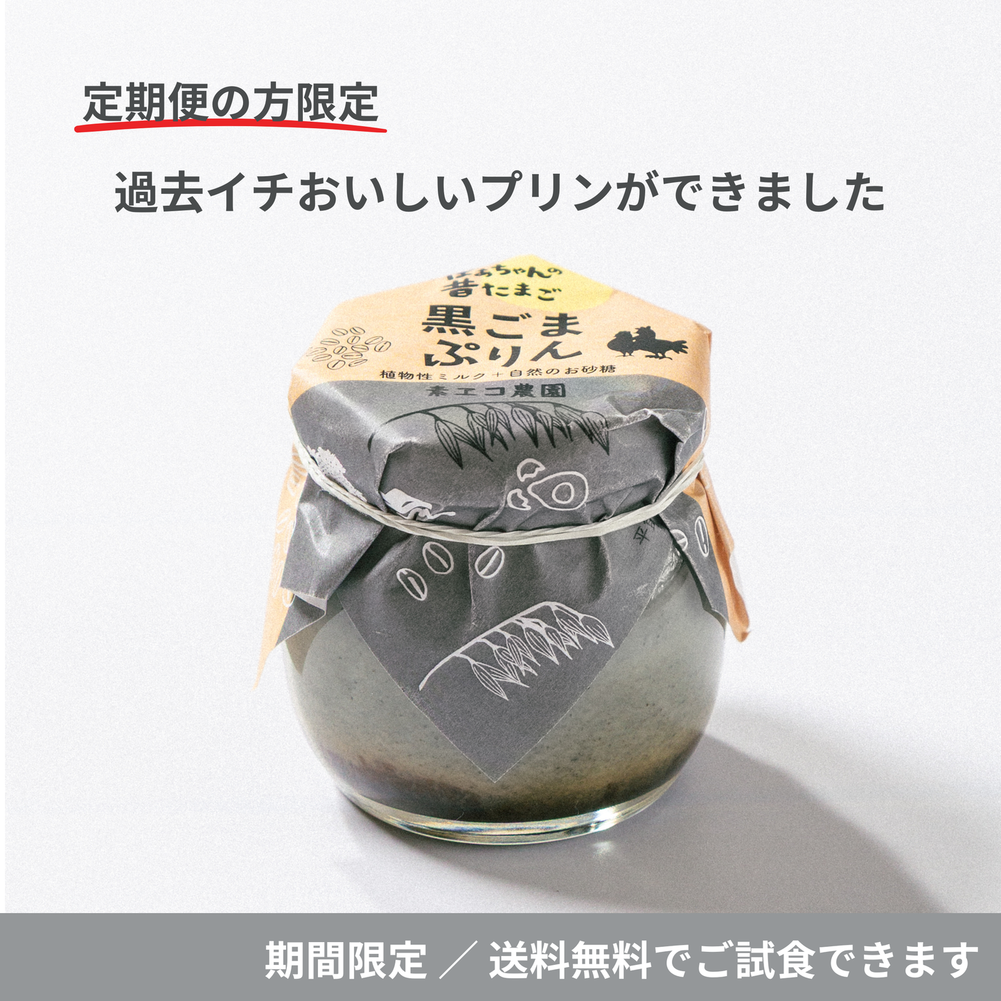 【定期便の方限定・送料無料】スタッフ全員がごり押し!黒ごまプリンを特別ご試食