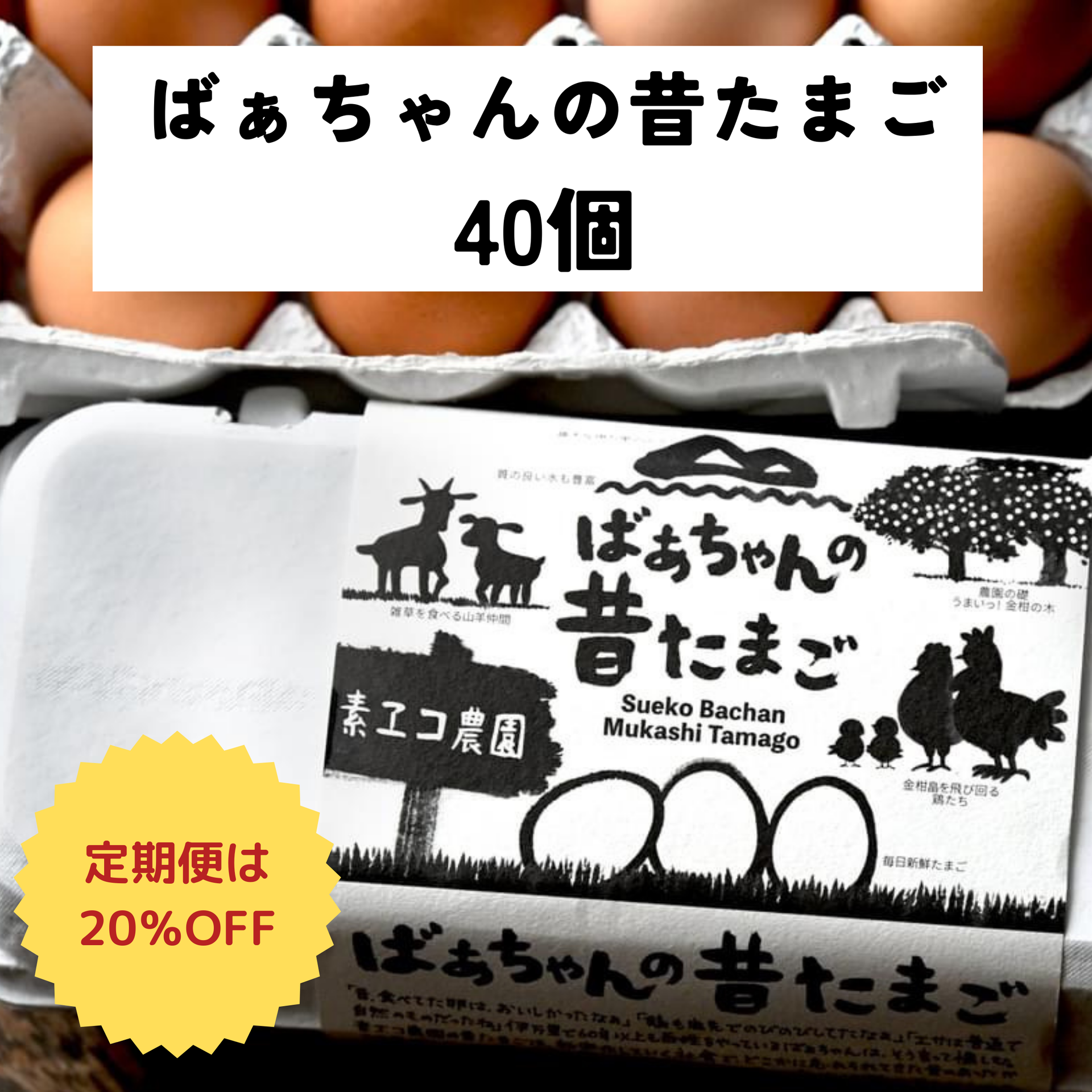 ばあちゃんの昔たまご 40個入り｜平飼い卵｜割れ補償あり | 素ヱ